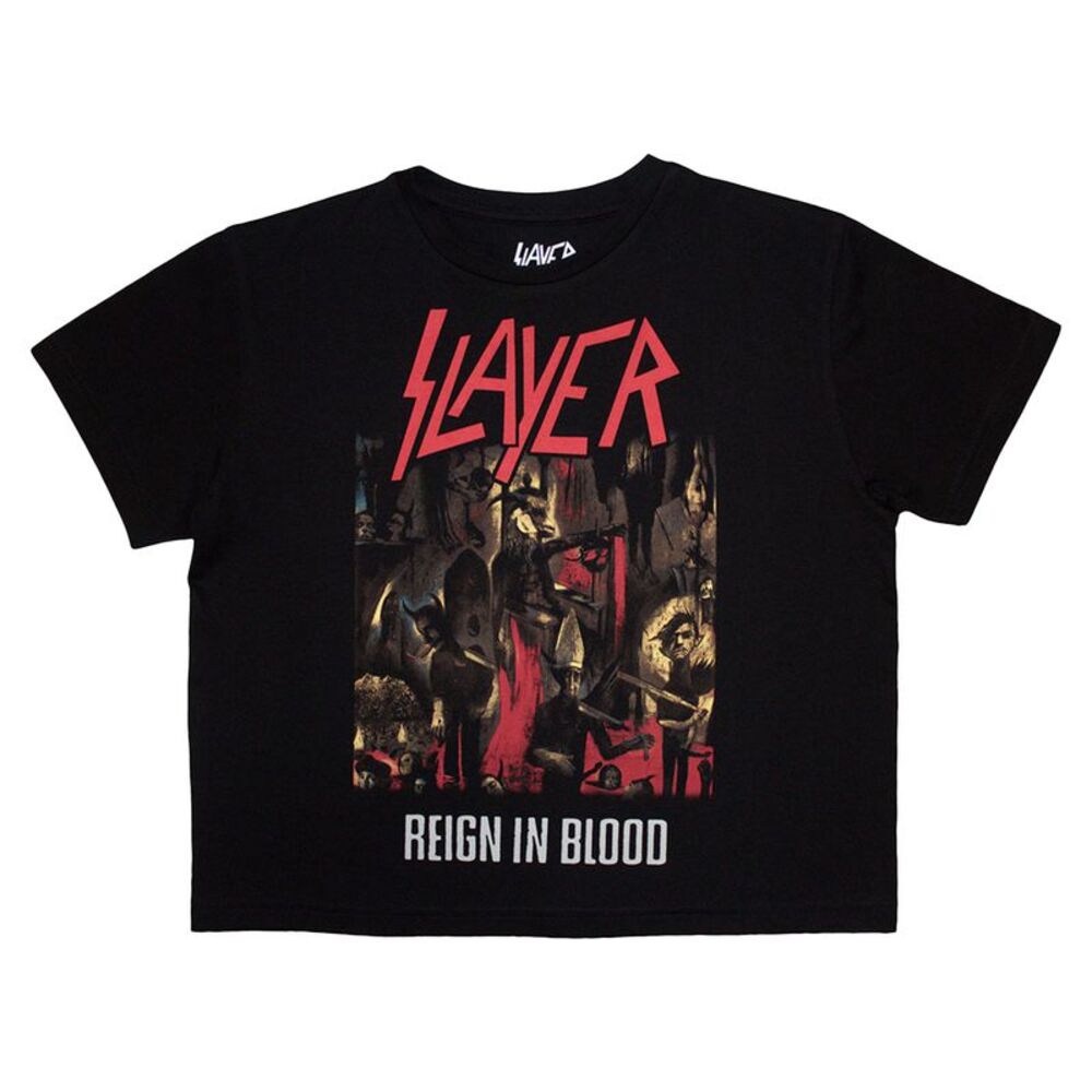 Slayer Womens/Ladies Reign In Blood Crop Top / Black